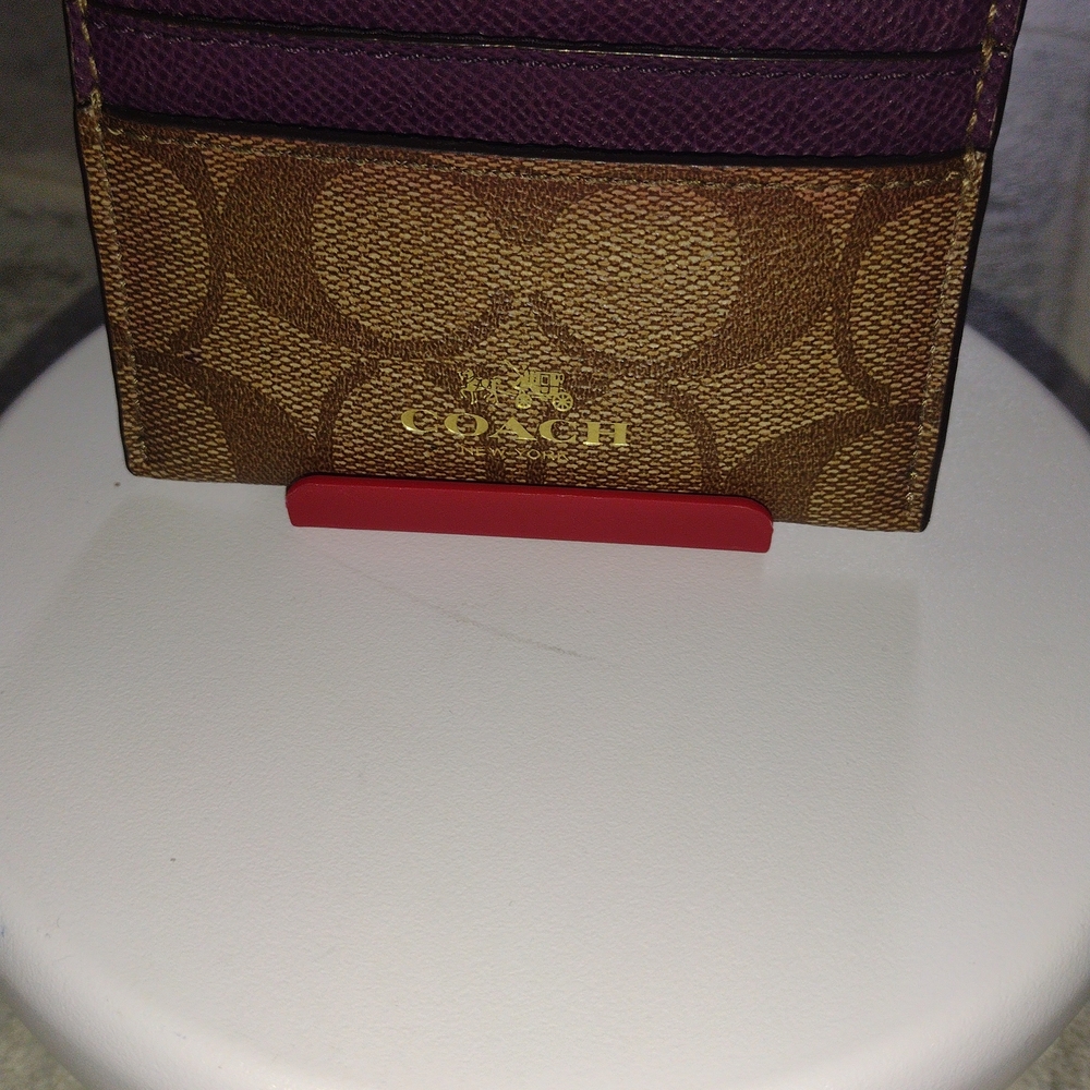 Coach Purple and Tan Card Holder